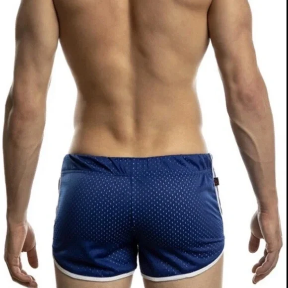 Jack Adams Air Mesh Track Shorts Blue White Trim Size L Athletic Runner - Picture 2 of 7